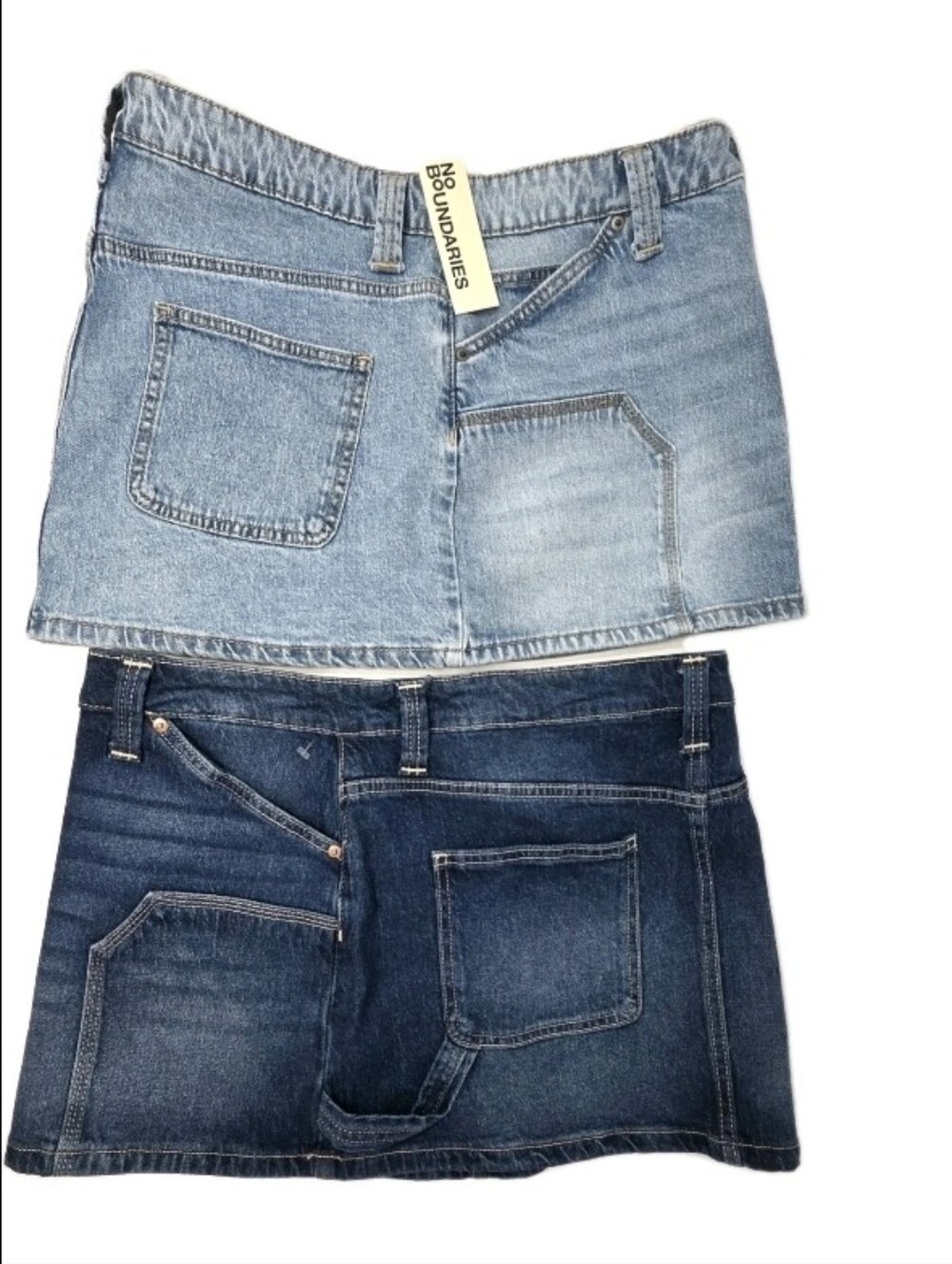 No Boundaries 2-pack Mini Micro Denim Carpenter Skirts Women's Size M (8-10) - Picture 3 of 9
